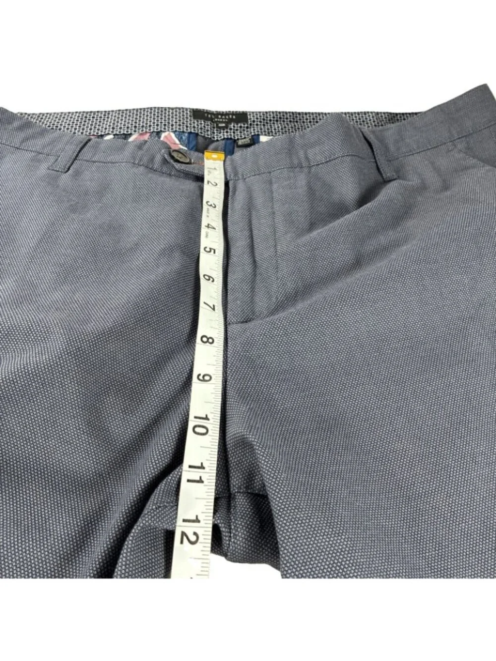 Ted Baker London Mens 40R Dress Pants Slacks Charcoal Gray Textured Floral Trim